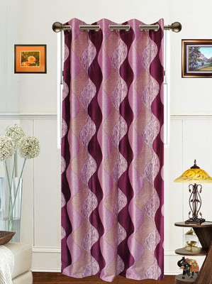 29% OFF on Dekor World Polyester Purple Solid Ring Rod Curtain