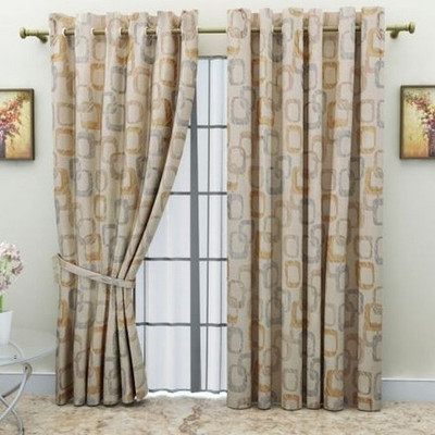 G M HomeFashion Polyester Multicolor Abstract Eyelet Curtain