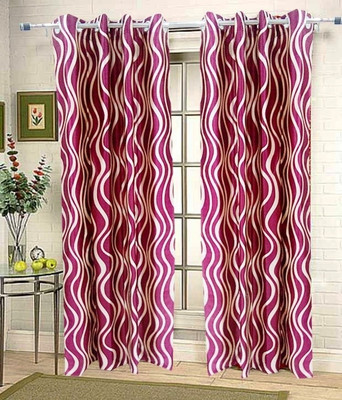 66% OFF on Homefab India Polyester Pink Self Design Eyelet Curtain