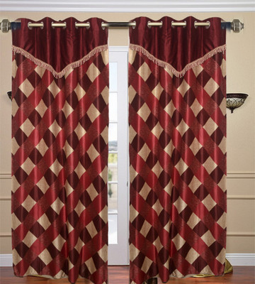 56% OFF on JBG Home Store Polyester Maroon Solid Eyelet Curtain