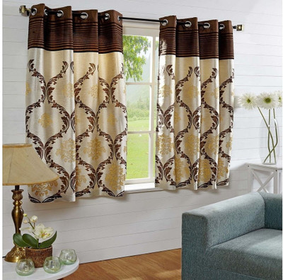 5% OFF on At Home Polycotton Multicolor Damask Eyelet Curtain