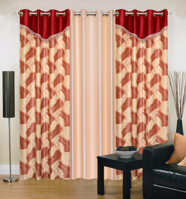 66% OFF on IWS Polyester Multicolor Solid Eyelet Curtain