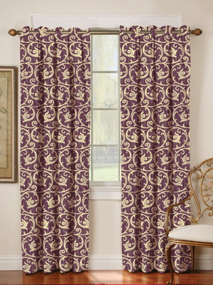 66% OFF on Mahamantra Polyester Lavender Floral Eyelet Curtain