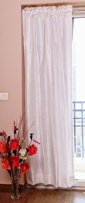 ZappyCart Silk White Solid Eyelet Curtain