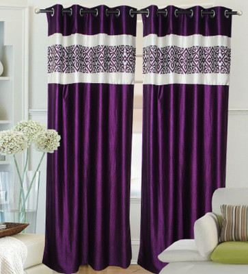 50% OFF on Fantasy Home Decor Polyester Purple Abstract Eyelet Curtain