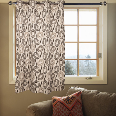54% OFF on Kings Polycotton Peach Floral Eyelet Curtain