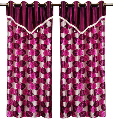 65% OFF on Zikrak Exim Polyester Purple Floral Eyelet Curtain