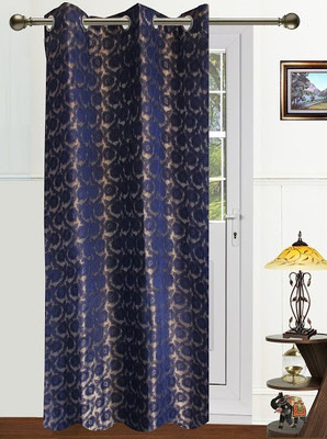 50% OFF on Dekor World Polyester Blue Floral Eyelet Curtain