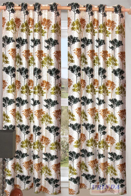 46% OFF on Vrinda Polycotton Multicolor Geometric Eyelet Curtain
