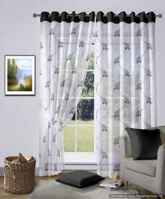 50% OFF on Vorhang Tissue Black Floral Eyelet Curtain 50% OFF on Vorhang Tissue Black Floral Eyelet Curtain