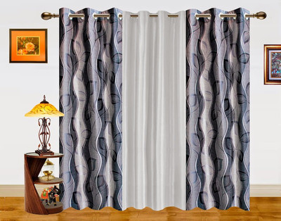 54% OFF on Dekor World Polyester Black, Silver Floral Eyelet Curtain