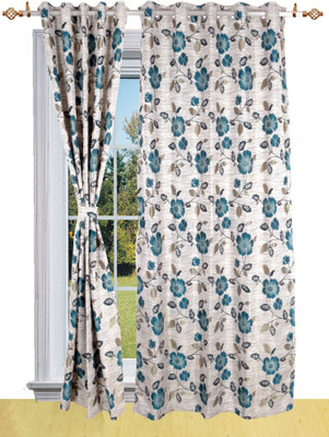 Shandar Blue Floral Eyelet Curtain