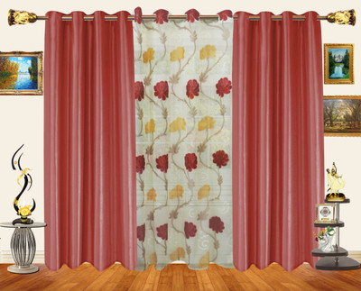54% OFF on Decor Bazaar Net Peach Striped Eyelet Curtain