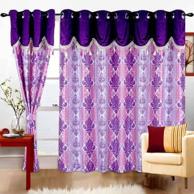 50% OFF on Cortina Polyester Purple Floral Eyelet Curtain