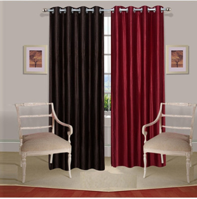 68% OFF on Fogg Polyester Brown, Red Solid Tab Top Curtain
