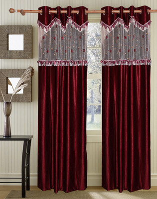 42% OFF on Vrinda Polyester Red Striped Eyelet Curtain 42% OFF on Vrinda Polyester Red Striped Eyelet Curtain
