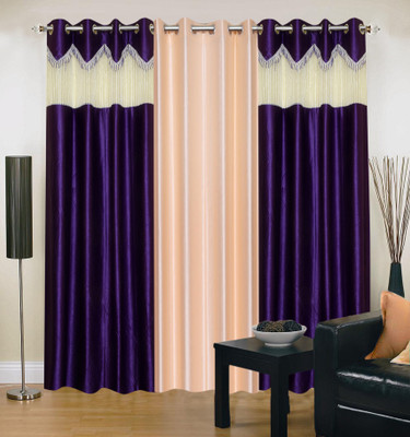 56% OFF on IWS Polyester Multicolor Geometric Eyelet Curtain