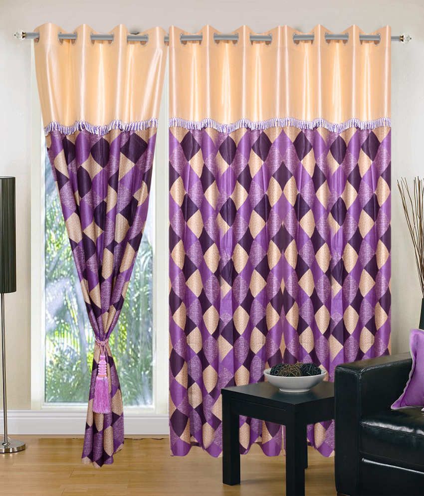 66% OFF on HomeZaara Polyester Multicolor Damask Eyelet Curtain