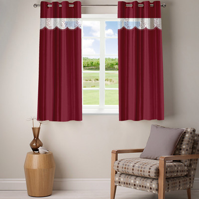 59% OFF on Fabutex Polyester Maroon Floral Eyelet Curtain