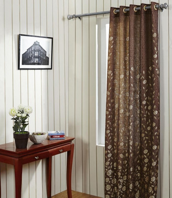 4% OFF on @HOME Polyester Brown, Gold Door Curtain 228.6 cm in Height