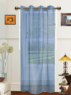 52% OFF on Dekor World Polyester Blue Geometric Eyelet Curtain