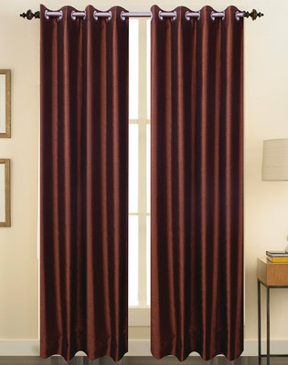 ZappyCart Polyester Brown Solid Eyelet Curtain