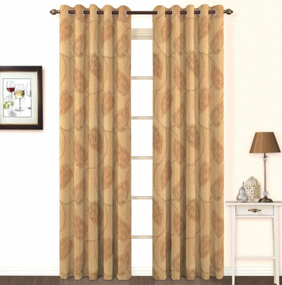 Skipper Cotton, Viscose Brown Abstract Eyelet Curtain