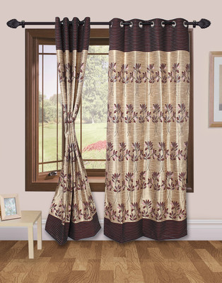 48% OFF on VS Collection Polyester Maroon Abstract Eyelet Curtain