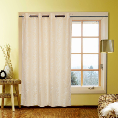 40% OFF on Kings Polycotton White Self Design Eyelet Curtain