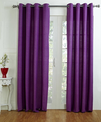 40% OFF on House This Cotton Purple Floral Eyelet Curtain