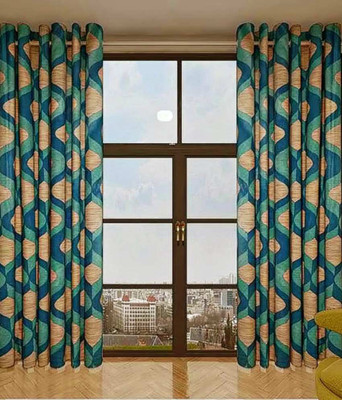 57% OFF on Optimistic Home Furnishing Polyester Green Abstract Eyelet Curtain