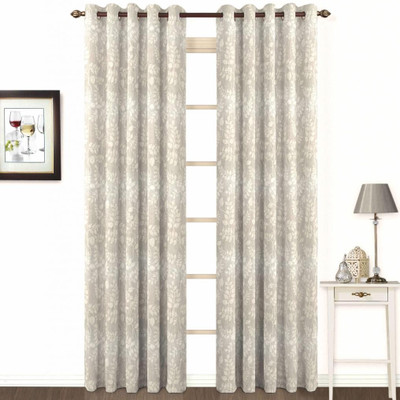 Skipper Cotton, Viscose Grey Solid Concealed Tab Top Curtain