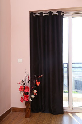 ZappyCart Polyester Black Solid Eyelet Curtain