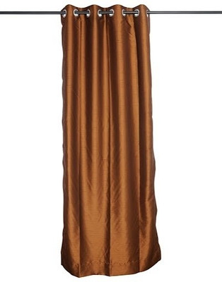 BlindsNcurtains Polyester Brown Damask Eyelet Curtain