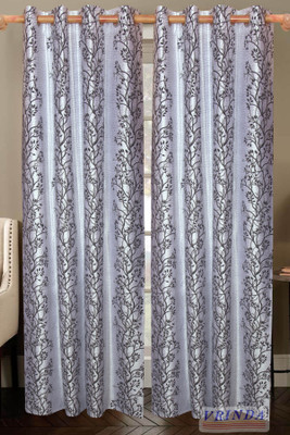 40% OFF on Vrinda Polycotton Black Solid Eyelet Curtain
