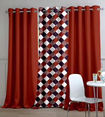 55% OFF on Trendy Home Polyester Maroon Solid Eyelet Curtain