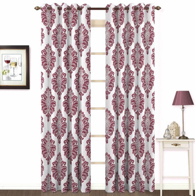 9% OFF on Skipper Polyester, Viscose, Blends Maroon Damask Eyelet Curtain