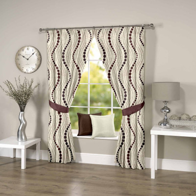 50% OFF on Threadmix Polyester Brown Abstract Eyelet Curtain