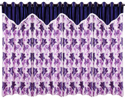 75% OFF on Zikrak Exim Polyester Blue Solid Tab Top Curtain