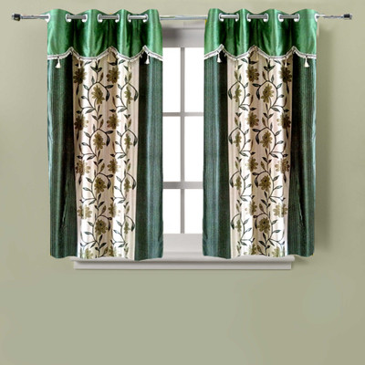 61% OFF on Homefab India Polyester Green Floral Eyelet Curtain