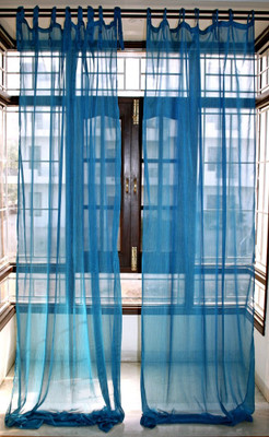 50% OFF on Sriam Cotton Blue Self Design Eyelet Curtain