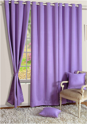 Swayam Silk Purple Floral Eyelet Curtain Swayam Silk Purple Floral Eyelet Curtain