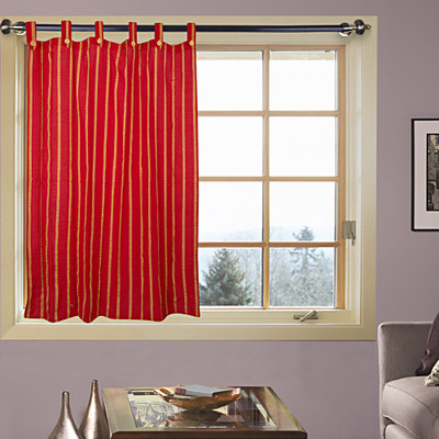 57% OFF on Kings Polycotton Peach, Red Damask Tab Top Curtain