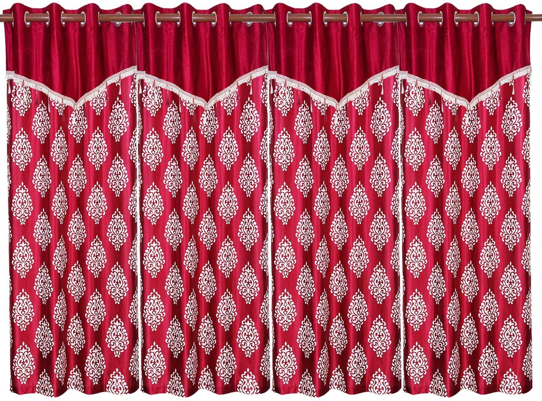63% OFF on Zikrak Exim Polyester Red Damask Eyelet Curtain