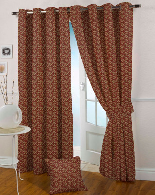 46% OFF on Presto Polycotton Maroon Embroidered Eyelet Curtain