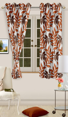28% OFF on Cortina Polyester Brown Solid Eyelet Curtain