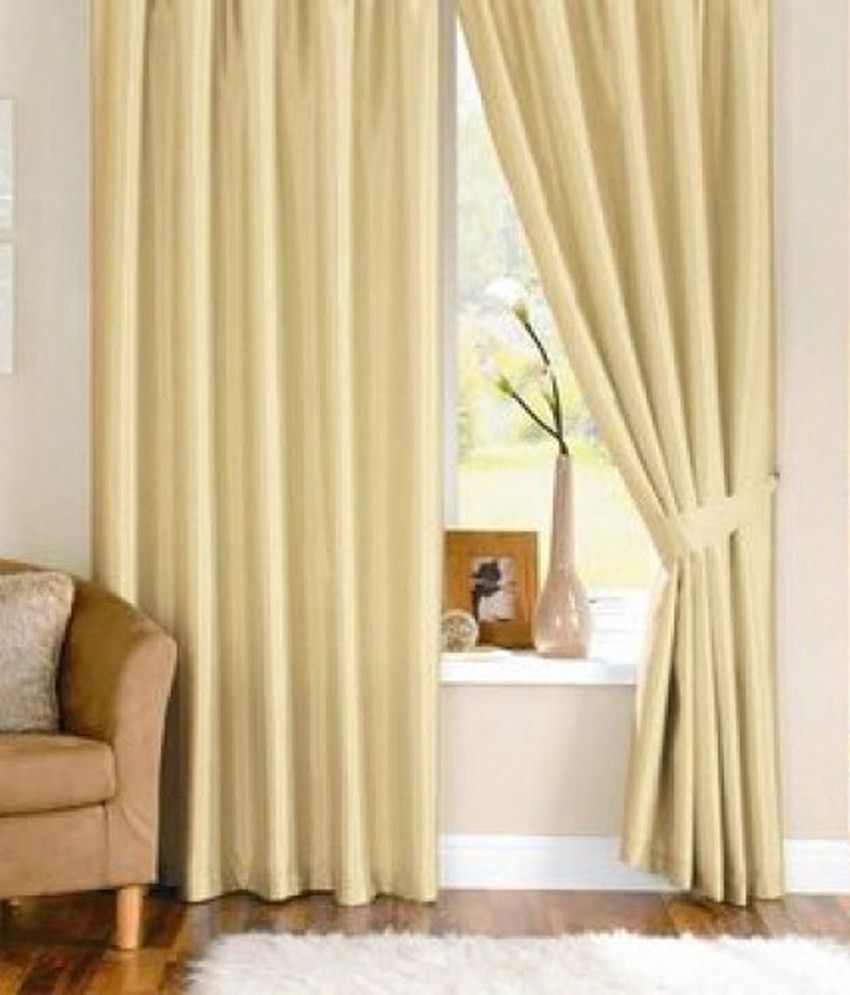 69% OFF on HomeZaara Polyester Beige Floral Tab Top Curtain