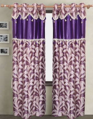 46% OFF on Vrinda Polyester Purple Abstract Eyelet Curtain
