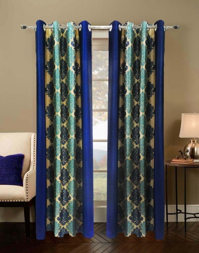 63% OFF on Homefab India Polyester Blue Solid Eyelet Curtain
