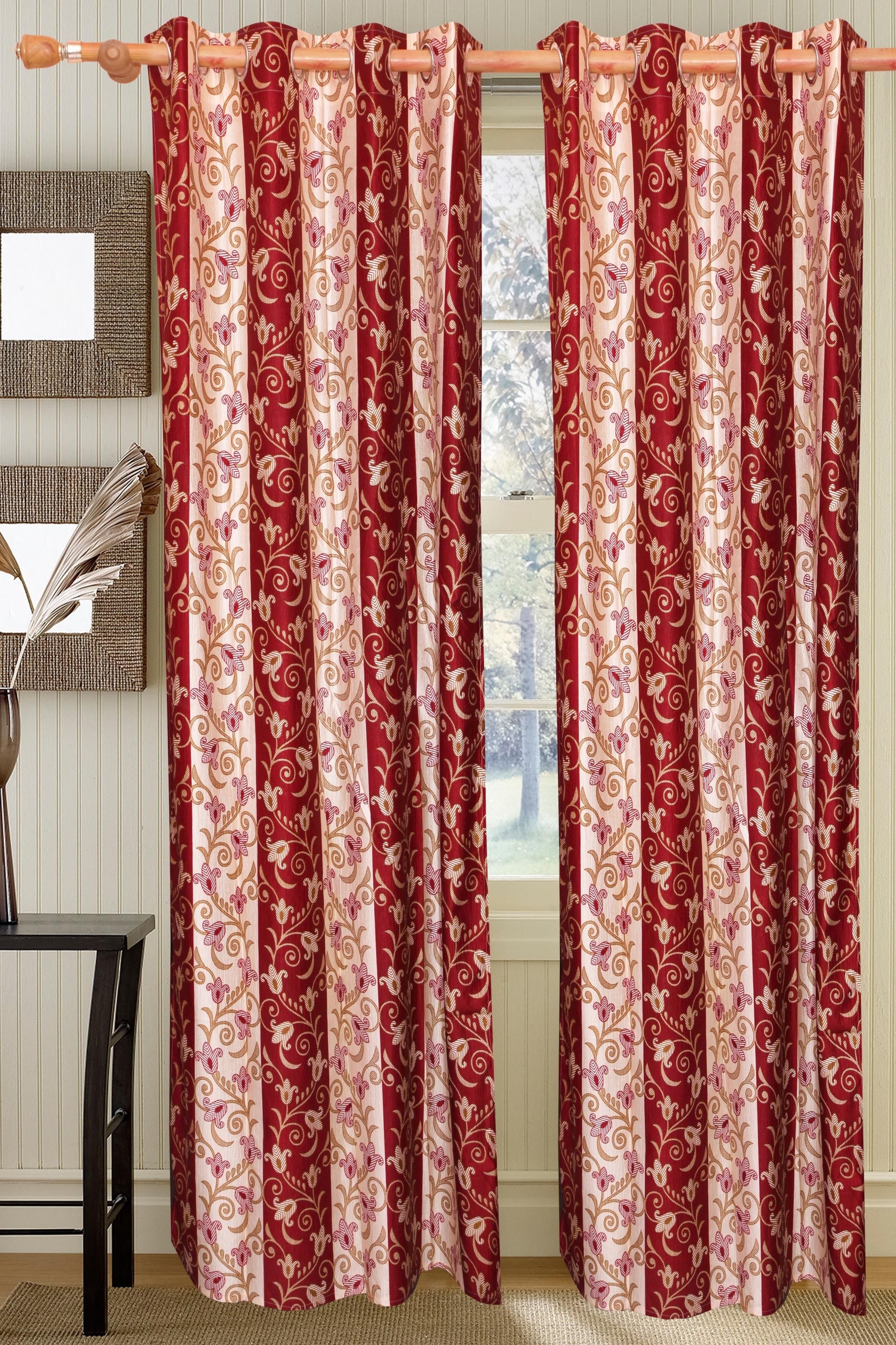 57% OFF on Vrinda Polyester Maroon Solid Eyelet Curtain